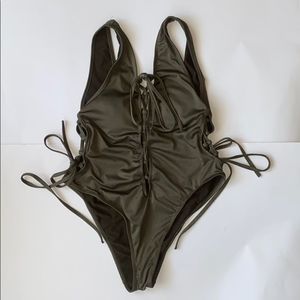 Self One Piece Swimsuit Green Sz M